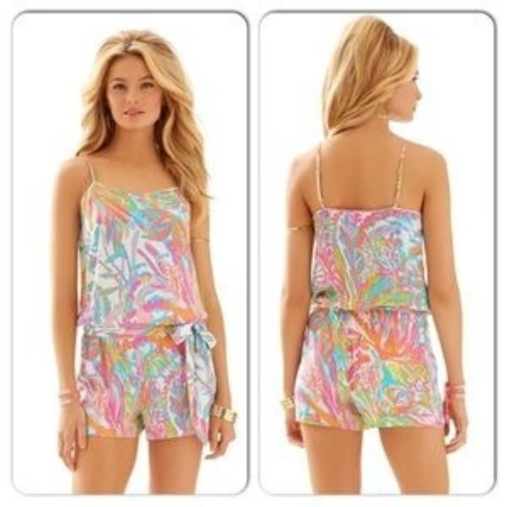 Lilly Pulitzer Deanna Romper - Scuba to Cuba - Waist Tie